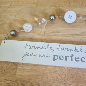 C.R.Gibson Twinkle Twinkle Hanging Plaque Boho Neutral NEW